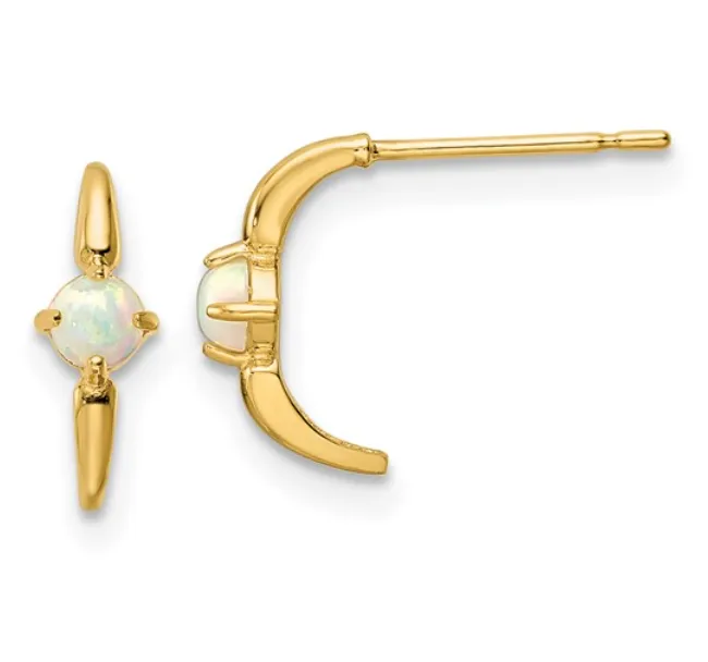 Earrings 14k Yellow Gold Opal Half Hoop Earrings I7352 Quality Gold