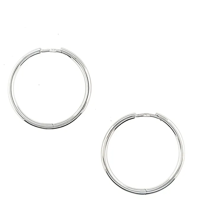 Earrings Breunig 14k White Gold Tubular Hinged Hoop Earrings I8754