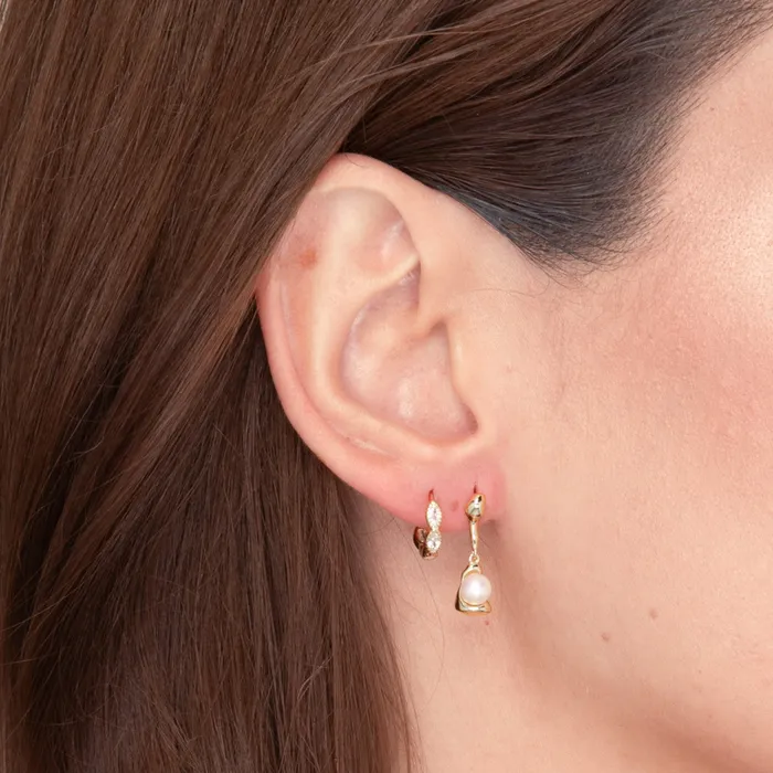 Earrings Camile Stone Molten Pearl Dangle Stud Earrings Earrings Camile Stone Molten Pearl Dangle Stud Earrings