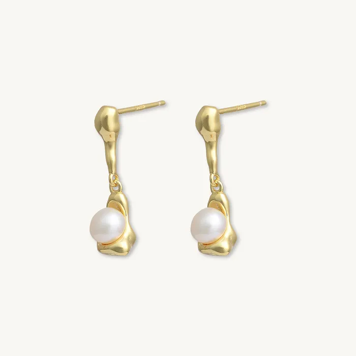 Earrings Camile Stone Molten Pearl Dangle Stud Earrings Earrings Camile Stone Molten Pearl Dangle Stud Earrings