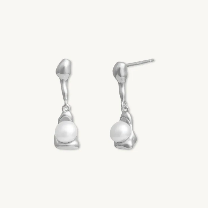 Earrings Camile Stone Molten Pearl Dangle Stud Earrings Earrings Camile Stone Molten Pearl Dangle Stud Earrings
