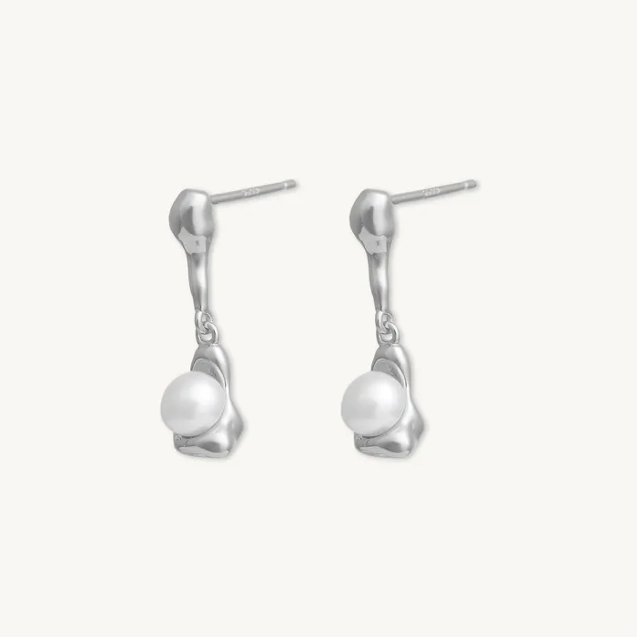Earrings Camile Stone Molten Pearl Dangle Stud Earrings Earrings Camile Stone Molten Pearl Dangle Stud Earrings
