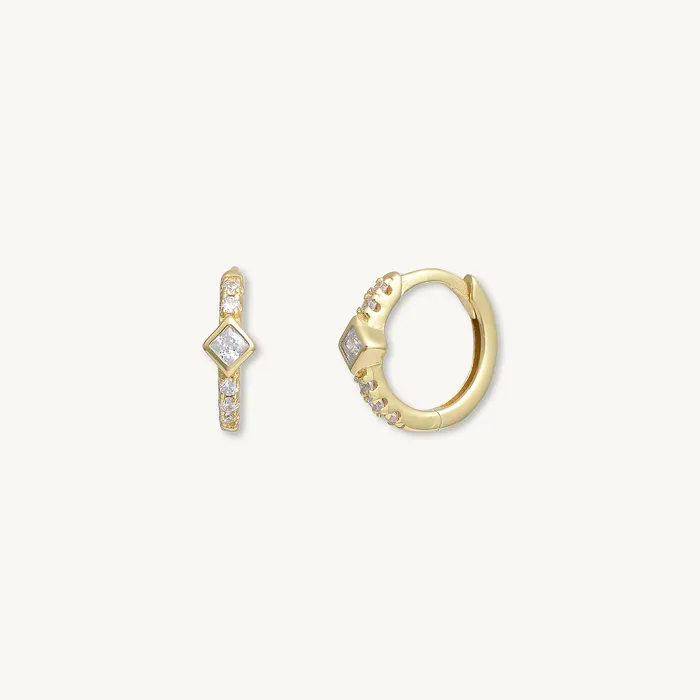 Earrings Camile Stone Square Zirconia Huggie Earrings