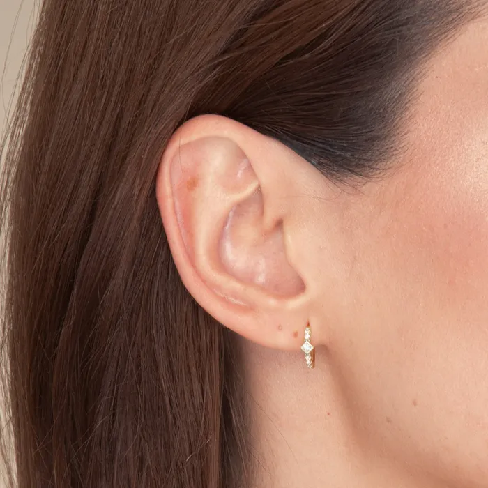 Earrings Camile Stone Square Zirconia Huggie Earrings Earrings Camile Stone Square Zirconia Huggie Earrings