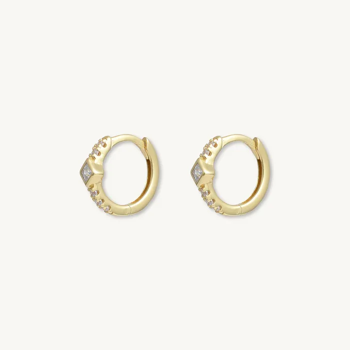 Earrings Camile Stone Square Zirconia Huggie Earrings Earrings Camile Stone Square Zirconia Huggie Earrings