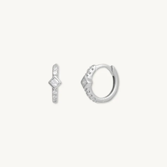 Earrings Camile Stone Square Zirconia Huggie Earrings Earrings Camile Stone Square Zirconia Huggie Earrings