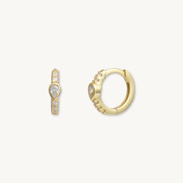 Earrings Camile Stone Teardrop Zirconia Huggie Earrings