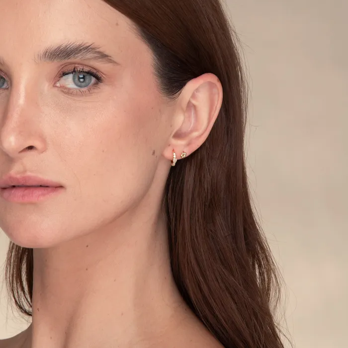 Earrings Camile Stone Teardrop Zirconia Huggie Earrings Earrings Camile Stone Teardrop Zirconia Huggie Earrings
