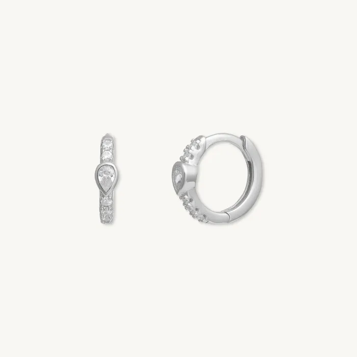 Earrings Camile Stone Teardrop Zirconia Huggie Earrings Earrings Camile Stone Teardrop Zirconia Huggie Earrings