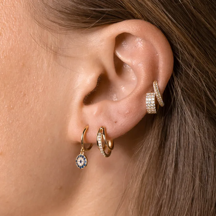 Earrings Camile Stone Triplet Pave Huggie Earrings