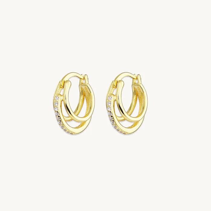 Earrings Camile Stone Triplet Pave Huggie Earrings