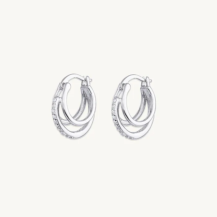 Earrings Camile Stone Triplet Pave Huggie Earrings