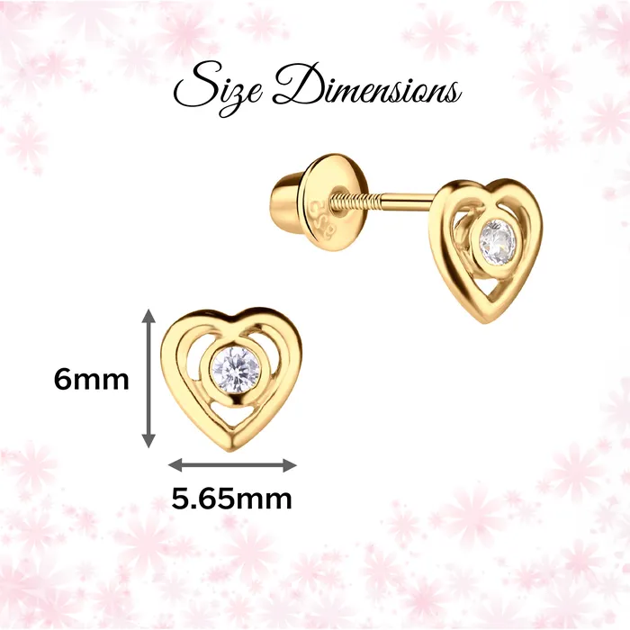 Earrings Cherished Moments SALE 14K GoldPlated Girls Heart CZ Earrings Clear Earrings Cherished Moments SALE 14K GoldPlated Girls Heart CZ Earrings Clear
