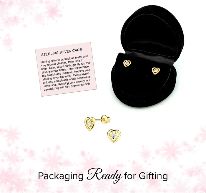 Earrings Cherished Moments SALE 14K GoldPlated Girls Heart CZ Earrings Clear Earrings Cherished Moments SALE 14K GoldPlated Girls Heart CZ Earrings Clear