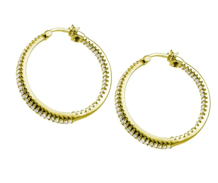 Earrings ELLE ELLE Gold CZ Inside Out Hoop Earrings SI2714