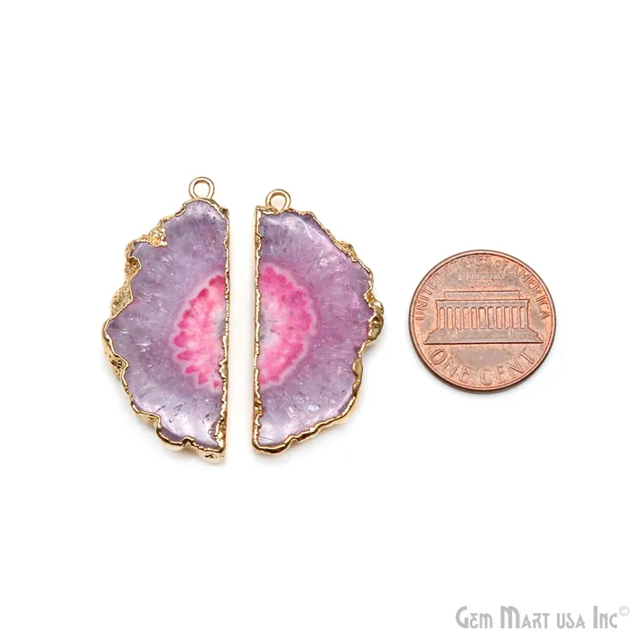 Earrings GemMartUSA Agate Slice 15x38mm Organic Gold Electroplated Gemstone Earring Connector 1 Pair Earrings GemMartUSA Agate Slice 15x38mm Organic Gold Electroplated Gemstone Earring Connector 1 Pair