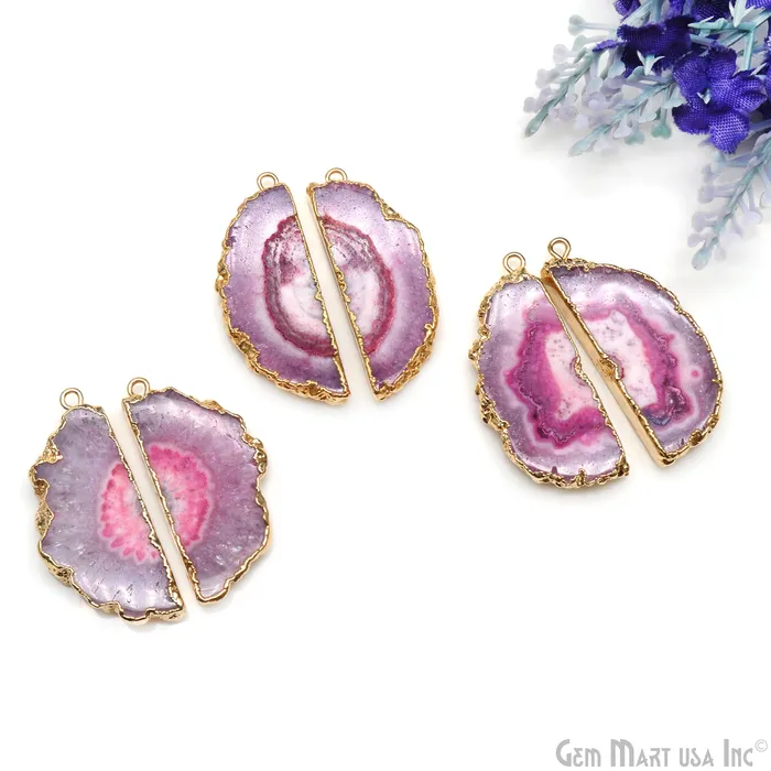 Earrings GemMartUSA Agate Slice 15x38mm Organic Gold Electroplated Gemstone Earring Connector 1 Pair Earrings GemMartUSA Agate Slice 15x38mm Organic Gold Electroplated Gemstone Earring Connector 1 Pair