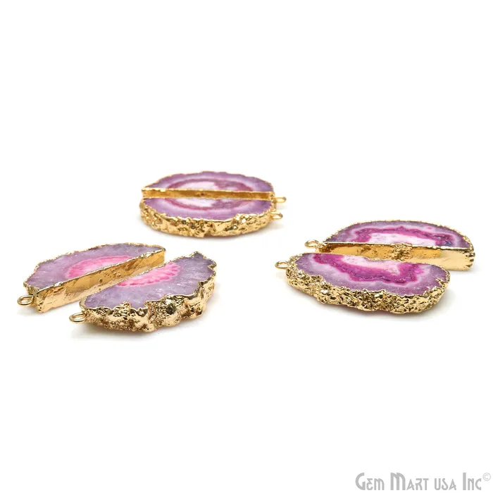 Earrings GemMartUSA Agate Slice 15x38mm Organic Gold Electroplated Gemstone Earring Connector 1 Pair Earrings GemMartUSA Agate Slice 15x38mm Organic Gold Electroplated Gemstone Earring Connector 1 Pair