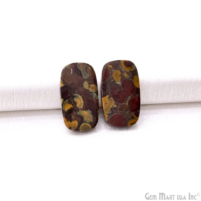 Earrings GemMartUSA Fruit Jasper Octagon Shape 26x16mm Loose Gemstone For Earring Pair