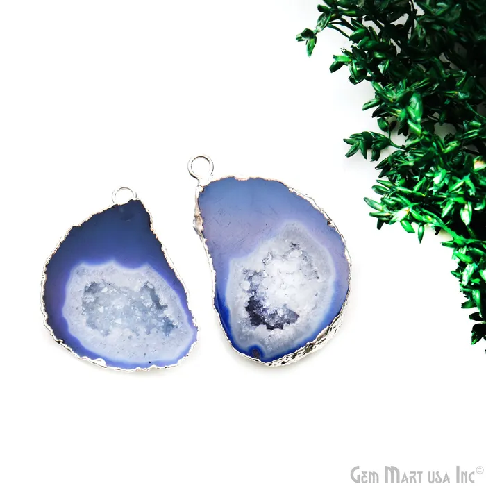 Earrings GemMartUSA Geode Druzy 26x37mm Organic Silver Electroplated Single Bail Gemstone Earring Connector 1 Pair Earrings GemMartUSA Geode Druzy 26x37mm Organic Silver Electroplated Single Bail Gemstone Earring Connector 1 Pair