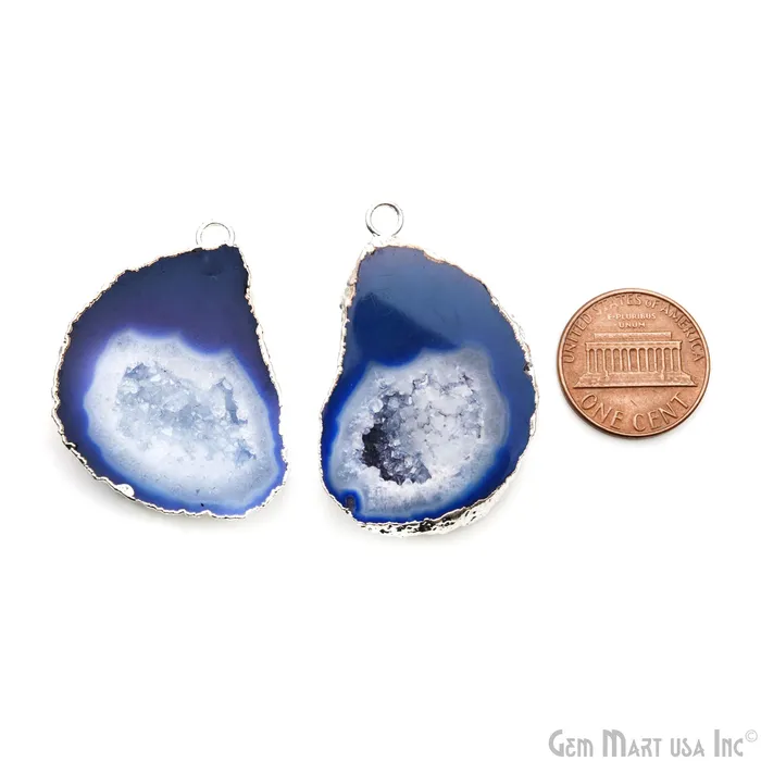 Earrings GemMartUSA Geode Druzy 26x37mm Organic Silver Electroplated Single Bail Gemstone Earring Connector 1 Pair Earrings GemMartUSA Geode Druzy 26x37mm Organic Silver Electroplated Single Bail Gemstone Earring Connector 1 Pair