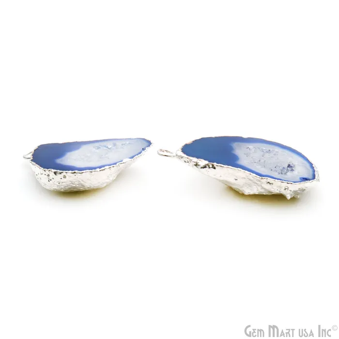 Earrings GemMartUSA Geode Druzy 26x37mm Organic Silver Electroplated Single Bail Gemstone Earring Connector 1 Pair Earrings GemMartUSA Geode Druzy 26x37mm Organic Silver Electroplated Single Bail Gemstone Earring Connector 1 Pair