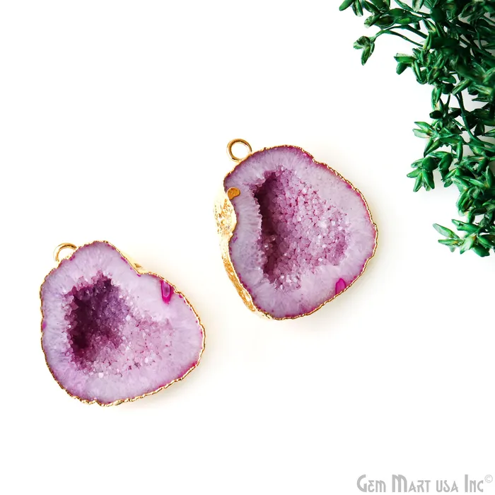 Earrings GemMartUSA Geode Druzy 32x27mm Organic Gold Electroplated Single Bail Gemstone Earring Connector 1 Pair Earrings GemMartUSA Geode Druzy 32x27mm Organic Gold Electroplated Single Bail Gemstone Earring Connector 1 Pair