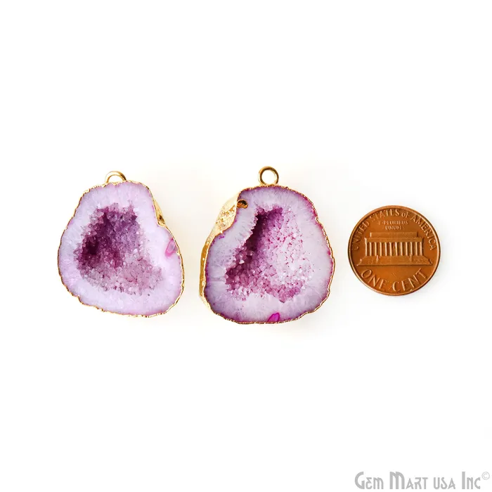 Earrings GemMartUSA Geode Druzy 32x27mm Organic Gold Electroplated Single Bail Gemstone Earring Connector 1 Pair Earrings GemMartUSA Geode Druzy 32x27mm Organic Gold Electroplated Single Bail Gemstone Earring Connector 1 Pair