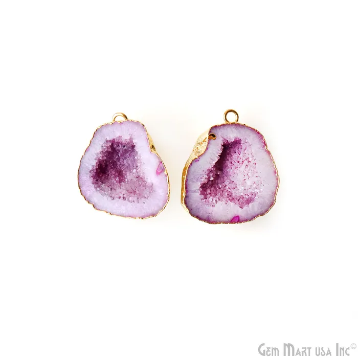 Earrings GemMartUSA Geode Druzy 32x27mm Organic Gold Electroplated Single Bail Gemstone Earring Connector 1 Pair Earrings GemMartUSA Geode Druzy 32x27mm Organic Gold Electroplated Single Bail Gemstone Earring Connector 1 Pair