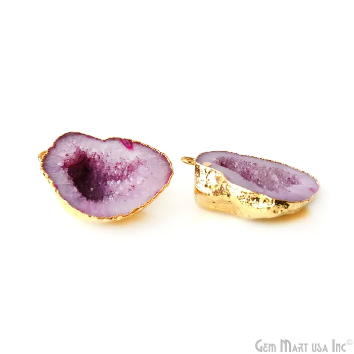 Earrings GemMartUSA Geode Druzy 32x27mm Organic Gold Electroplated Single Bail Gemstone Earring Connector 1 Pair Earrings GemMartUSA Geode Druzy 32x27mm Organic Gold Electroplated Single Bail Gemstone Earring Connector 1 Pair