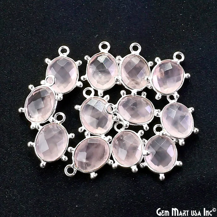 Earrings GemMartUSA Rose Quartz Oval 15x11mm Design Bezel Silver Plated Single Bail Gemstone Connector Earrings GemMartUSA Rose Quartz Oval 15x11mm Design Bezel Silver Plated Single Bail Gemstone Connector