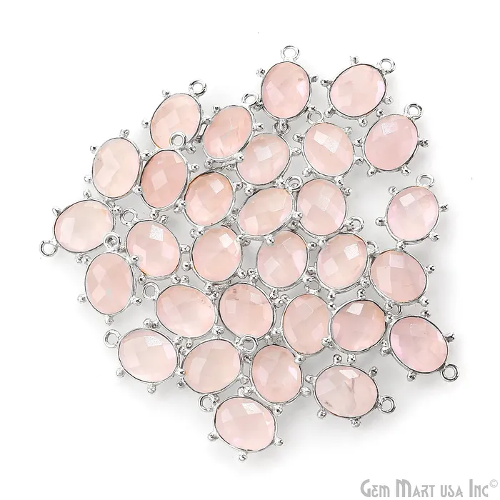 Earrings GemMartUSA Rose Quartz Oval 15x11mm Design Bezel Silver Plated Single Bail Gemstone Connector Earrings GemMartUSA Rose Quartz Oval 15x11mm Design Bezel Silver Plated Single Bail Gemstone Connector
