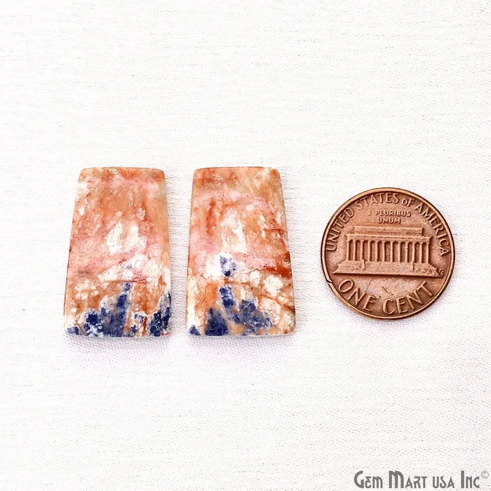Earrings GemMartUSA Sodalite Free Form 24x15mm Loose Gemstone For Earring Pair