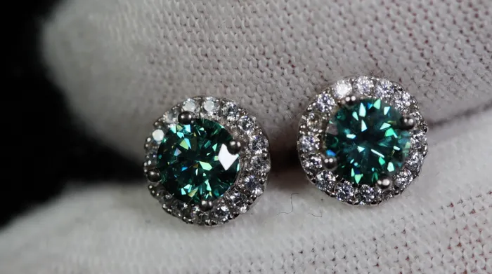 Earrings Green Moissanite Diamond Ear Studs Moissanite Diamond Ear Studs Lab Diamonds London