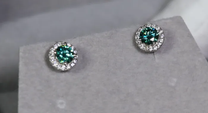 Earrings Green Moissanite Diamond Ear Studs Moissanite Diamond Ear Studs Lab Diamonds London