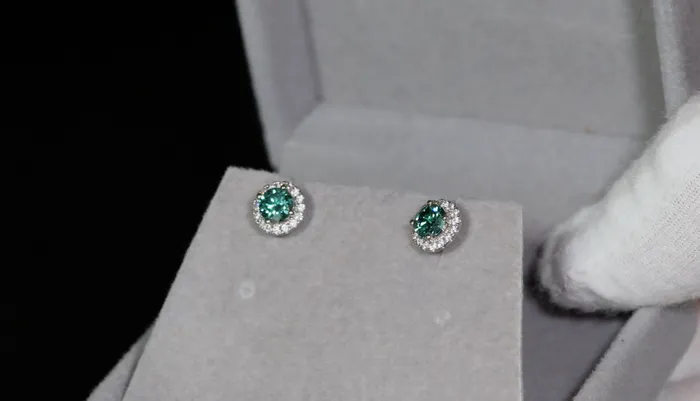 Earrings Green Moissanite Diamond Ear Studs Moissanite Diamond Ear Studs Lab Diamonds London