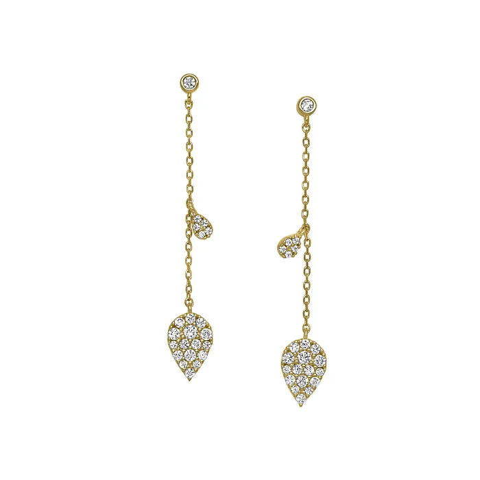 Earrings Kelly Waters Kelly Waters Gold Pear Shaped CZ Dangle Earrings SI3412 Earrings Kelly Waters Kelly Waters Gold Pear Shaped CZ Dangle Earrings SI3412