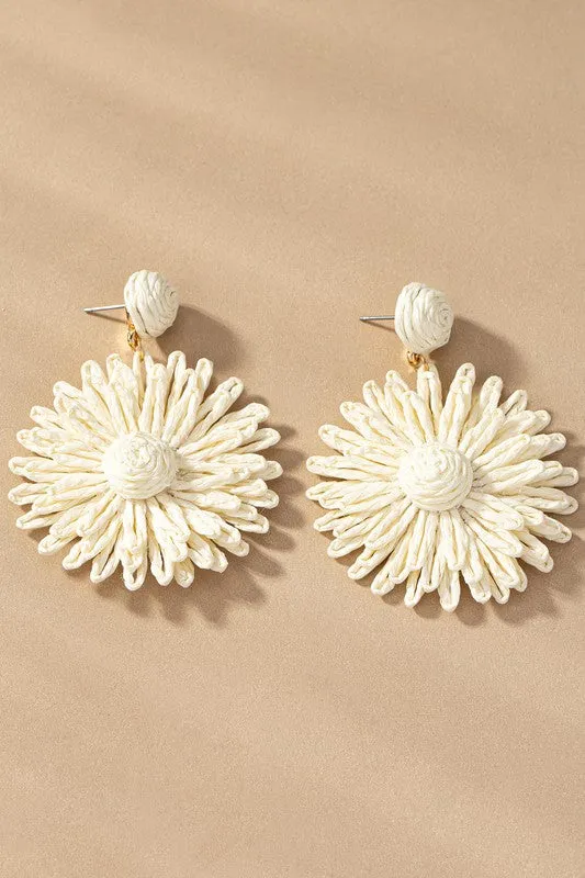 Earrings LA3accessories Raffia Straw Flower Drop Earrings