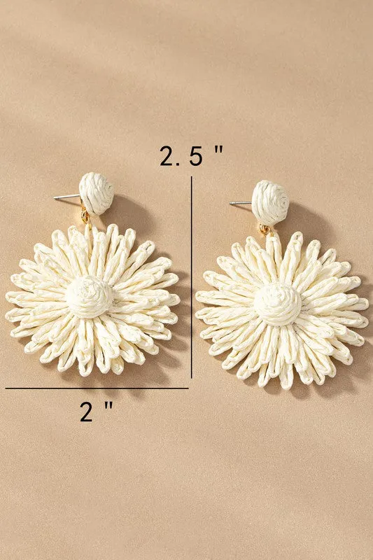 Earrings LA3accessories Raffia Straw Flower Drop Earrings
