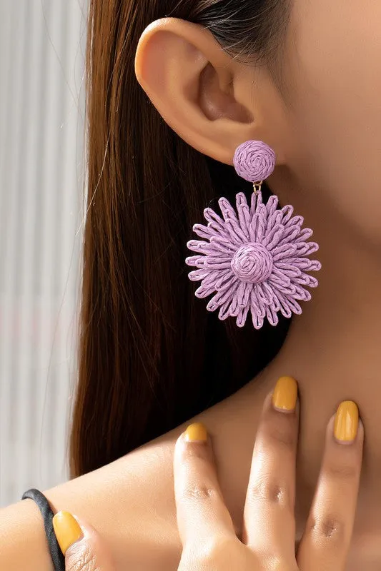 Earrings LA3accessories Raffia Straw Flower Drop Earrings