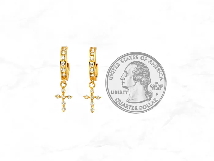 Earrings My Jewelry Plaza 14K Gold Cross Dangle Hinged Huggie Hoops Real Yellow Gold Huggie Hanging Cross Drop Hoops Religious Huggie Hoop CZ Earrings Earrings My Jewelry Plaza 14K Gold Cross Dangle Hinged Huggie Hoops Real Yellow Gold Huggie Hanging Cross Drop Hoops Religious Huggie Hoop CZ Earrings