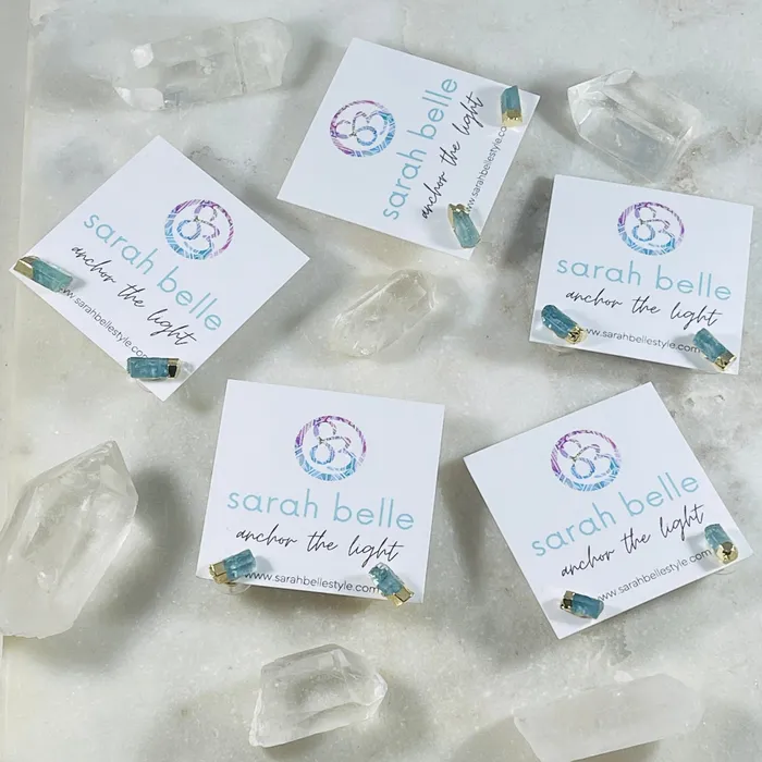 Earrings Sarah Belle Raw Aquamarine Stud Earrings