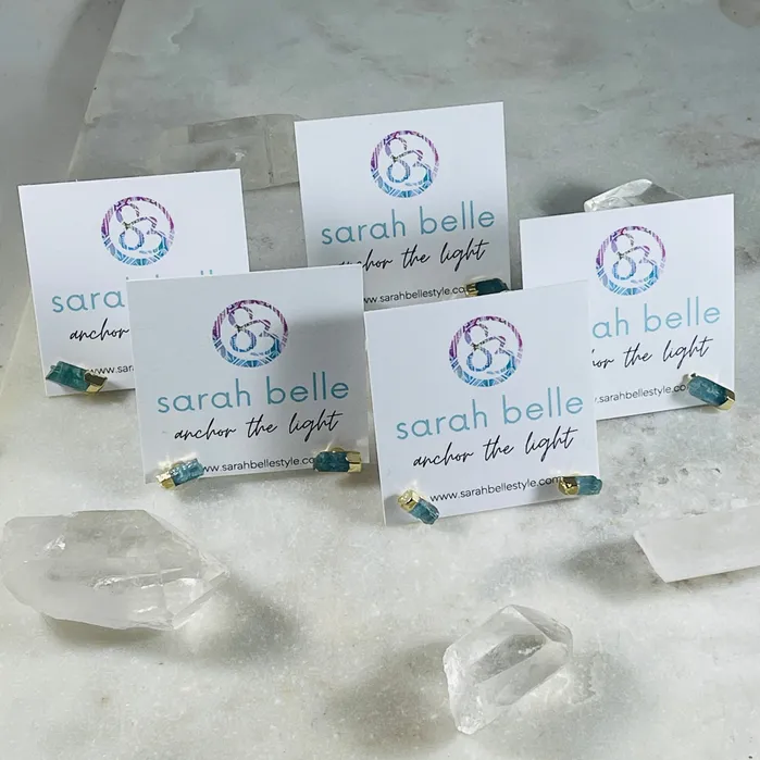 Earrings Sarah Belle Raw Aquamarine Stud Earrings