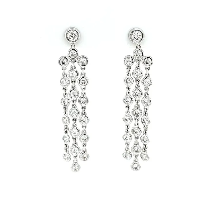 Earrings Wilkerson Assoc 14k White Gold 120ctw Bezel Diamond Chain Dangle Earrings I8097 Earrings Wilkerson Assoc 14k White Gold 120ctw Bezel Diamond Chain Dangle Earrings I8097
