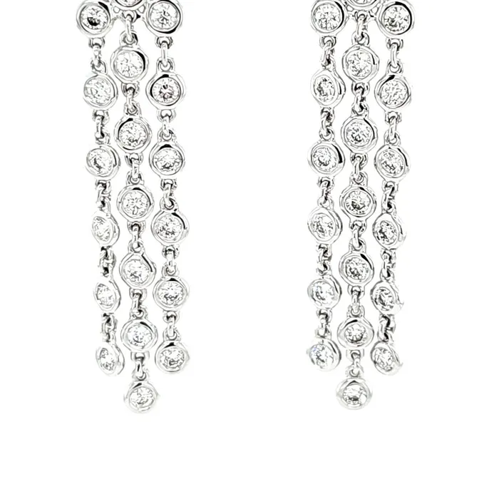 Earrings Wilkerson Assoc 14k White Gold 120ctw Bezel Diamond Chain Dangle Earrings I8097 Earrings Wilkerson Assoc 14k White Gold 120ctw Bezel Diamond Chain Dangle Earrings I8097