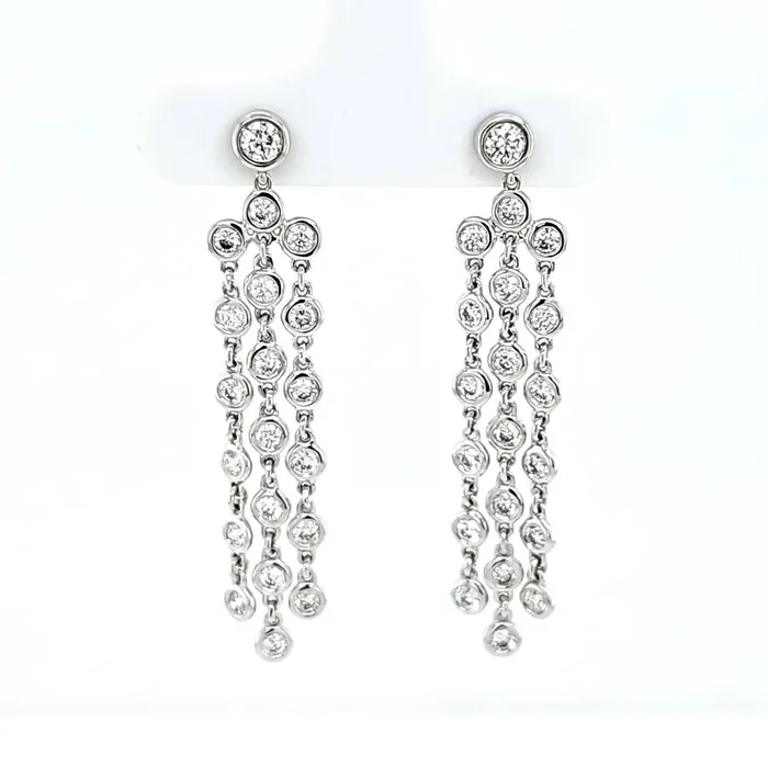 Earrings Wilkerson Assoc 14k White Gold 120ctw Bezel Diamond Chain Dangle Earrings I8097 Earrings Wilkerson Assoc 14k White Gold 120ctw Bezel Diamond Chain Dangle Earrings I8097