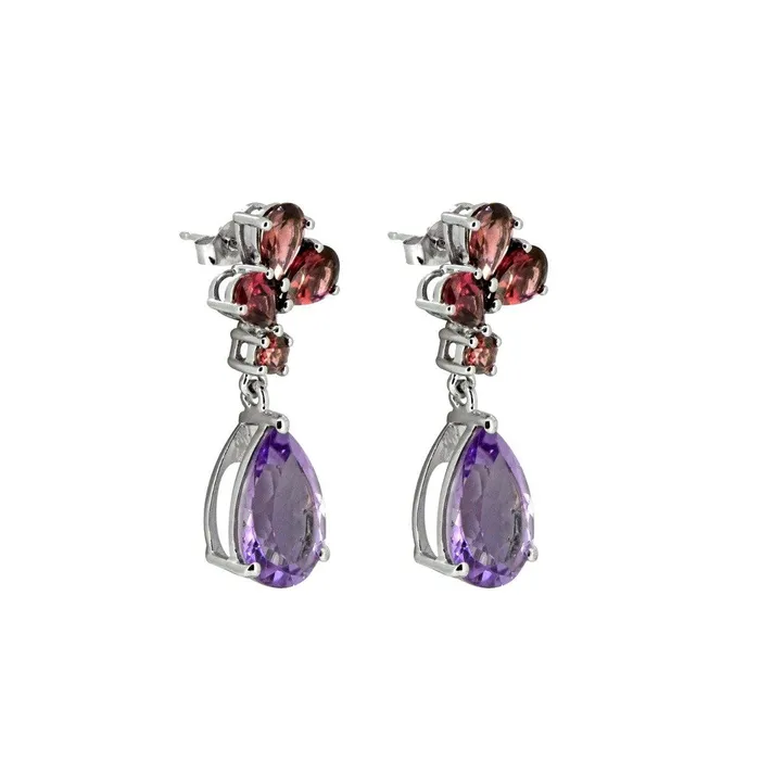 Earrings YoTreasure 1415 Ct Pink Amethyst Rhodolite Garnet Solid 925 Sterling Silver Drop Earrings Jewelry