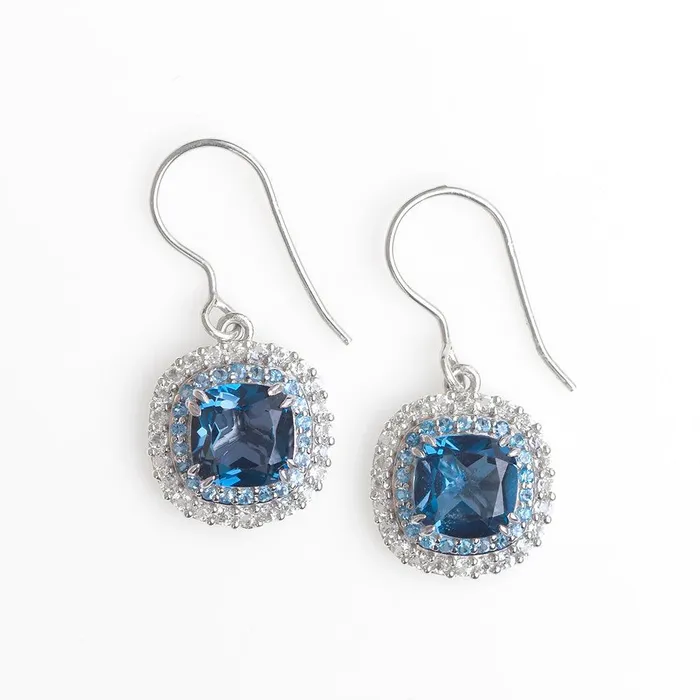 Earrings YoTreasure 3 Cts London Blue Topaz Solid 925 Sterling Silver Dangle Earrings Jewelry Earrings YoTreasure 3 Cts London Blue Topaz Solid 925 Sterling Silver Dangle Earrings Jewelry