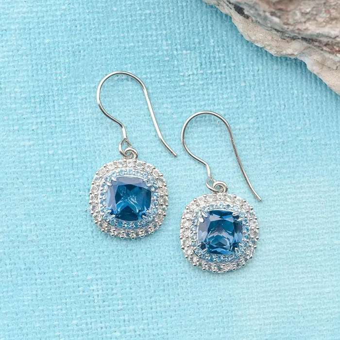 Earrings YoTreasure 3 Cts London Blue Topaz Solid 925 Sterling Silver Dangle Earrings Jewelry