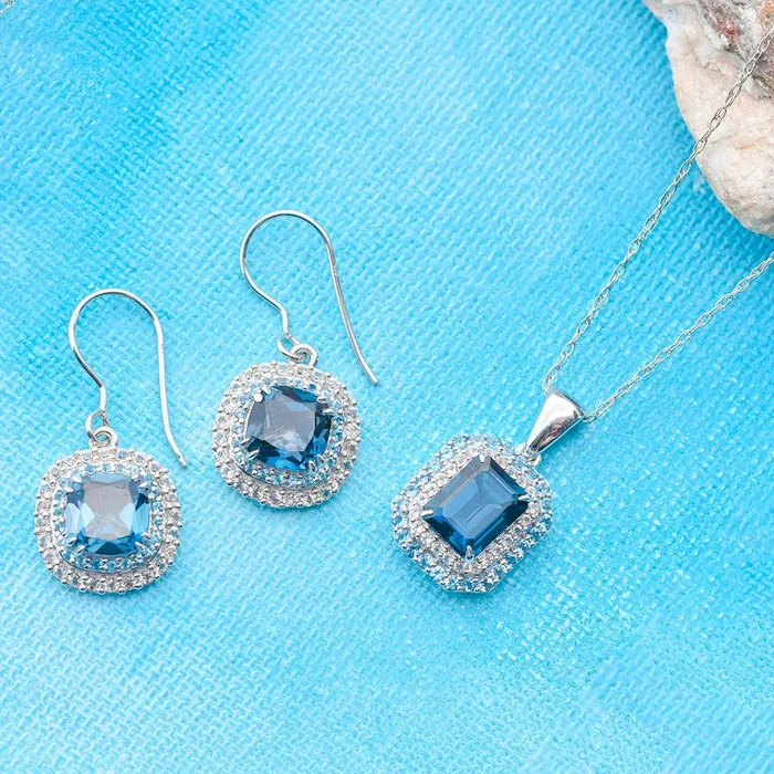 Earrings YoTreasure 3 Cts London Blue Topaz Solid 925 Sterling Silver Dangle Earrings Jewelry